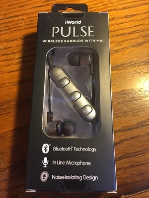 Auriculares estéreo iWorld Pulse inalámbricos Bluetooth con micrófono en línea plateados Foto 1 de 2