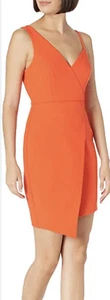 248 $ BCBG MAXAZRIA Damen leuchtend orange asymmetrisches Trägerkleid Größe 0 - Bild 1 von 5