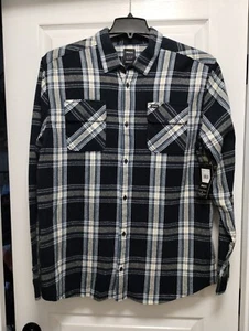 NUEVA RVCA Camisa de Franela Ajuste Estándar Manga Larga a Cuadros Exterior Hombres Algodón XL - Imagen 1 de 6