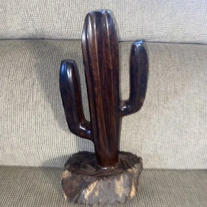 Vintage Ironwood Cactus Figurine Sculpture Carving 11.5” Tall - Picture 1 of 5