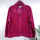 Vintage Y2K Velour Zip-up Jacket Sweater Hot Pink /fuchsia Barbie size XL Petite