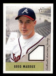 2002 Bowman Heritage Relic Jersey Greg Maddux Braves edge notch,wrinkle 