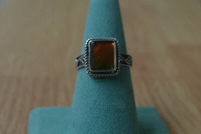 Anillo Ammolita Canadiense 10x8 mm Plata de Ley Fina Talla 9 Foto 1 de 4