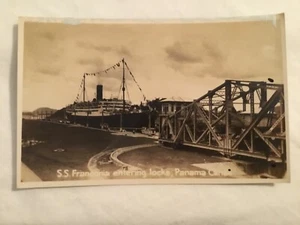 old postcard SHIP SS FRANCONIA ENTERING THE LOCKS, PANAMA CANAL - Picture 1 of 2