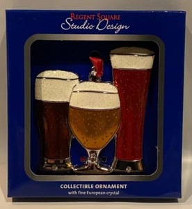 REGENT SQUARE Studio Design Collectible Christmas Ornament Glasses of Beer Stein - Picture 1 of 3