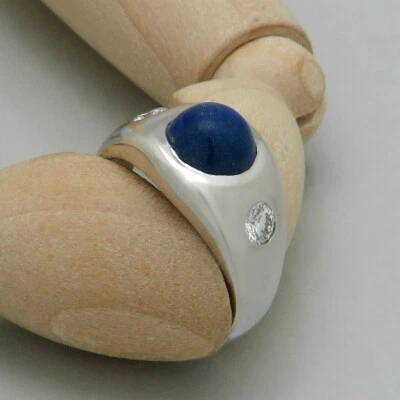 Ring Gold ca. 0,20ct TW-vs Brillant + Lapis Lazuli in 585/14K Weißgold Gr.  47 - Bild 1 von 4