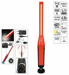 Akku LED Arbeitslampe Werkstattlampe Stablampe 7W COB 6500k 600lm/120lm - Bild 1 von 8