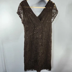 Scarlett Nite schwarz Stufen Spitze Pailletten gefüttert Kleid Gr. 16 (OO-22) - Bild 1 von 9