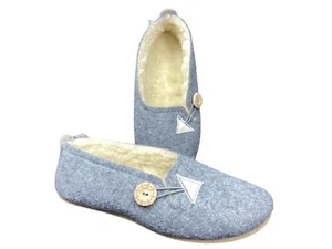 Damen Hausschuhe aus Filz warm gefüttert Schuhe Pantoletten Schlappen Grau  - Bild 1 von 3