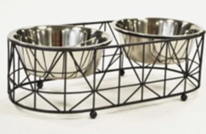 STAINLESS STEEL Elevated Double Pet Feeder DOG CAT Water & Food Dish w/ Stand - Picture 1 of 1