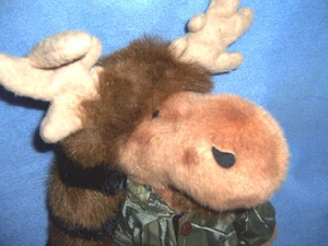 camo camping MOOSE plush stuffed toy hunting "Crocket" 14+" tall 'coon hat - Picture 1 of 8