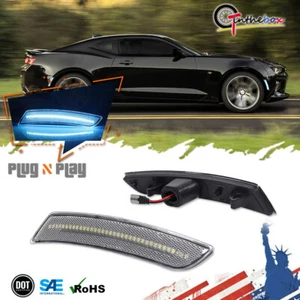 For Chevy Camaro 2016-2023 Clear LED Side Marker Lights Front/Rear Ice Blue 2PCS - Picture 1 of 12