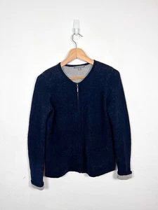 Cardigan donna Laura Ashley taglia 10 blu navy maglia lana tasche zip intera - Foto 1 di 11