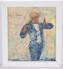 Anatoli Dovzhenko (1932 - 1991) "Young Worker", Oil on Card, 1965