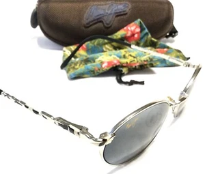 RARE MAUI JIM SUNDANCE SUNGLASSES Silver Frames Gray Polarized Lenses MJ 154-17 - Picture 1 of 7