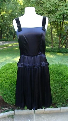 Lanvin Fall Winter 2006 Navy Blue Silk Satin Dress Size 38 NWT STUNNING - Image 1 of 4