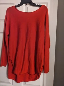 Maglione donna Eileen Fisher morbido lana merino rosso taglia media filato italiano - Foto 1 di 4