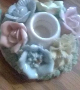 Set of 2 Multi-colored Capodimonte Styled Flower candle holder's good condition - Picture 1 of 1