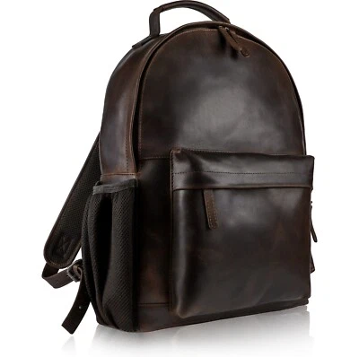 Handmade Leather Backpack Outer Pocket Fits 15.6" Laptop Professional Mens Bag - Image 1 of 4
