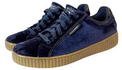 Skechers Women's Mila-Blue Velvet STREET RISE Platform Lace Up Sneaker/Shoe -8.5 - Image 1 of 4