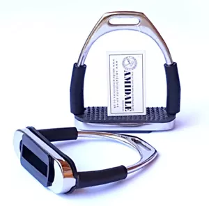 AMIDALE FLEXI SAFETY STIRRUPS HORSE RIDING BENDY IRONS S/ STEEL BNWT - Picture 1 of 4