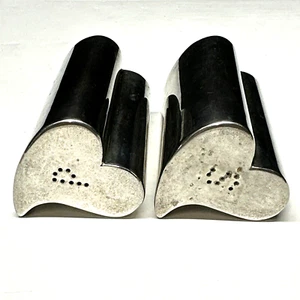 Vintage Silver Plated Salt & Pepper Shakers Intl Silver Company Art Deco Hearts - Picture 1 of 7