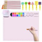 Craftymat: Non-Stick Silicone Art Mat With Cup, 6 Sponge & 10 Paint Brushes - Pe
