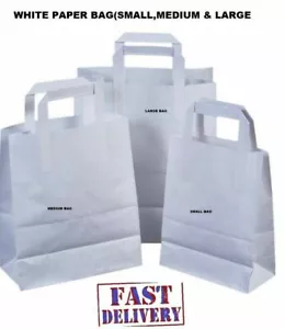 More details for all size carrier bags kraft paper gift bag flat handles -recyclable brown/white