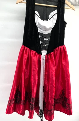 Fantasia Feminina RENAISSANCE TAVERN BAR MAID Vestido Vermelho, Preto, Branco Tamanho Pequeno - Imagem 1 de 4
