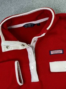 Pullover Vineyard Vines polar 1/4 cremallera a presión rojo para mujer talla grande preppy acogedor - Imagen 1 de 10