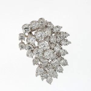 5.00 TW Diamond Floral Brooch Pin Platinum 1.40" Ladies Vintage Estate - Picture 1 of 9