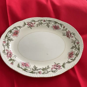 Vintage Homer Laughlin Rosa Mohnblumen 12" Servierplatte Goldrand W146 Kollektion - Bild 1 von 7