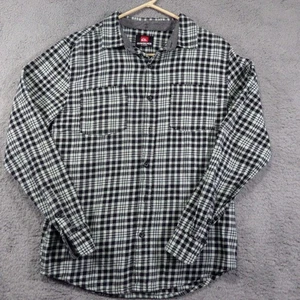 Quicksilver Long Sleeve Black and Gray Button Up Flannel Shirt Mens Size Medium - Picture 1 of 11