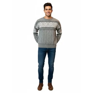 Vintage Izod Fair Isle Sweater | Made in USA | Gray Knit Pullover | Men's XL - Picture 1 of 11