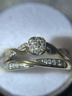 Set of 10k Yellow Gold Vintage Ring With Round-cut Diamonds - Image 1 of 4