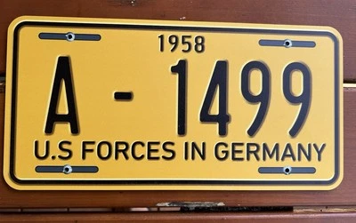 MARKENLOS Elvis Nummernschild: A - 1499 US Forces in Germany Bad Nauheim 1958 - 30 x 15 cm
