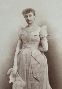 Kabinettkarte Dame Abendkleid & Fächer ca 1880er Kenosha Wisconsin - Bild 1 von 5