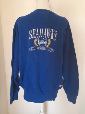 Vintage Seattle seahawks Logo 7 Grey Sweater Large - Image 1 of 4