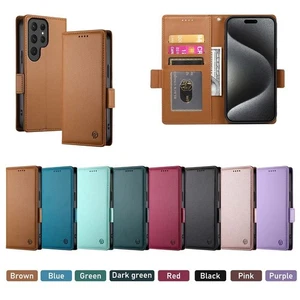 Custodia magnetica lusso pelle PU flip portafoglio cover per Samsung Galaxy S24 S23 Ultra - Foto 1 di 110