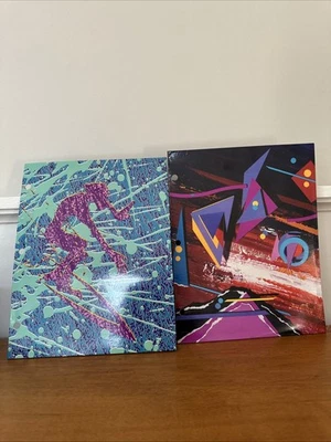 Trapper Keeper Mead 2-Pocket Folder Vintage Retro 80s Set Of 2 Surfer Abstract - Image 1 of 4