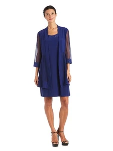 R&M RICHARDS PETITE Womens Blue 3/4 Sleeve Open Front Cardigan Petites PS - Picture 1 of 9
