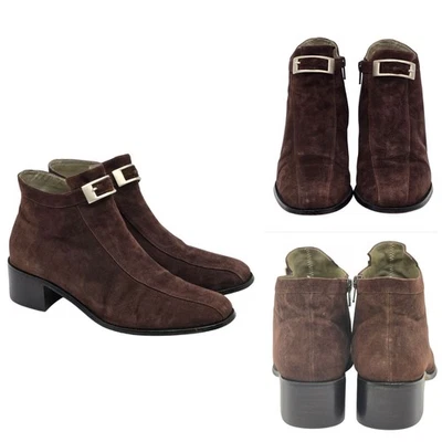 Botines De Colección Phyllis Polonia Mujer 8B Gamuza Marrón Chocolate Tacón Bloque Cremallera Foto 1 de 4