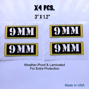 9MM Ammo Can 4x 9MM Labels Ammunition Case 3"x2" 9MM stickers decals 4 pack - Bild 1 von 2