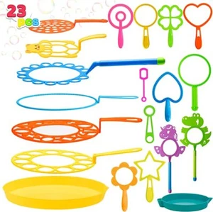 Syncfun 23 Pcs Big Bubble Wands Set Giant Bubble Maker with Tray Bulk for Kids - Picture 1 of 7