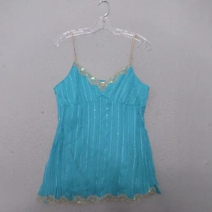 Canotta No Boundaries XL blu pizzo paillettes Y2K anni 90 baby doll Fairy Coquette Boho - Foto 1 di 13