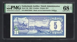 Netherlands Antilles 5 Gulden 1984 P15b Uncirculated Grade 68 - Picture 1 of 2