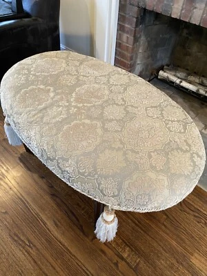 Custom Fabricated Ottoman With Wood Frame.  Firm Top And Tassels. - Image 1 of 4
