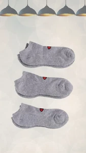 Ex CHAMPION Crew Ankle Low Cut Socks, 3-PACK, Grey Mix - Picture 1 of 2