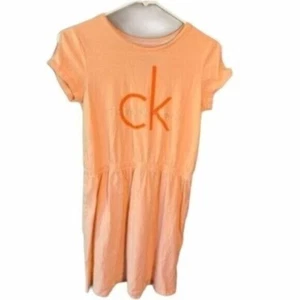 Calvin Klein Jeans Girls Sz XL(16) Short Sleeve Dress Peach Orange Cold Shoulder - Picture 1 of 8