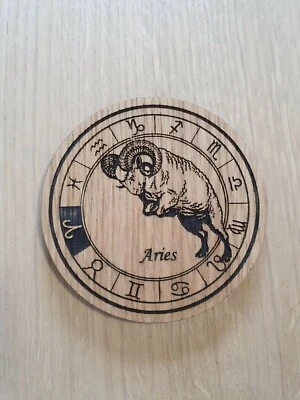 Posavasos de madera signo del zodiaco - Aries ♈ - regalo corte láser Foto 1 de 3
